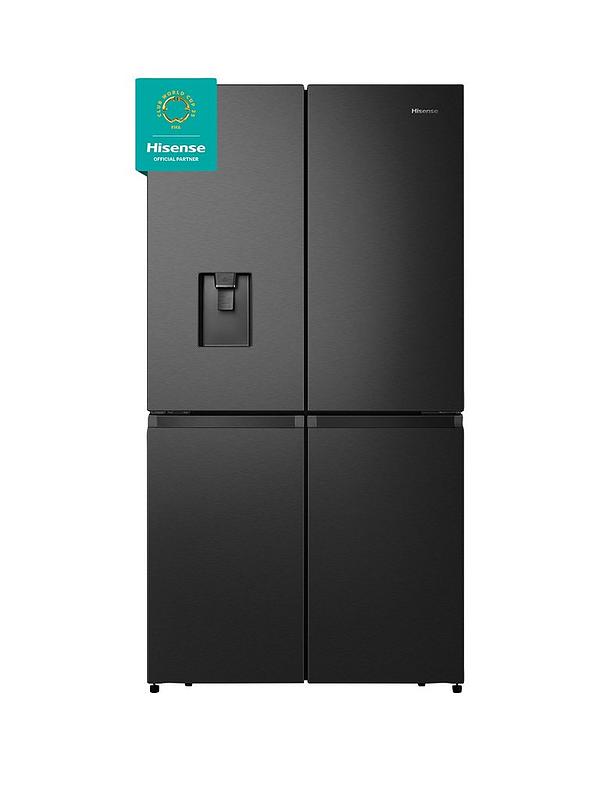 Hisense RQ758N4SWFE Pureflat 90cm Cross Door, American Fridge Freezer - Black Stainless Steel